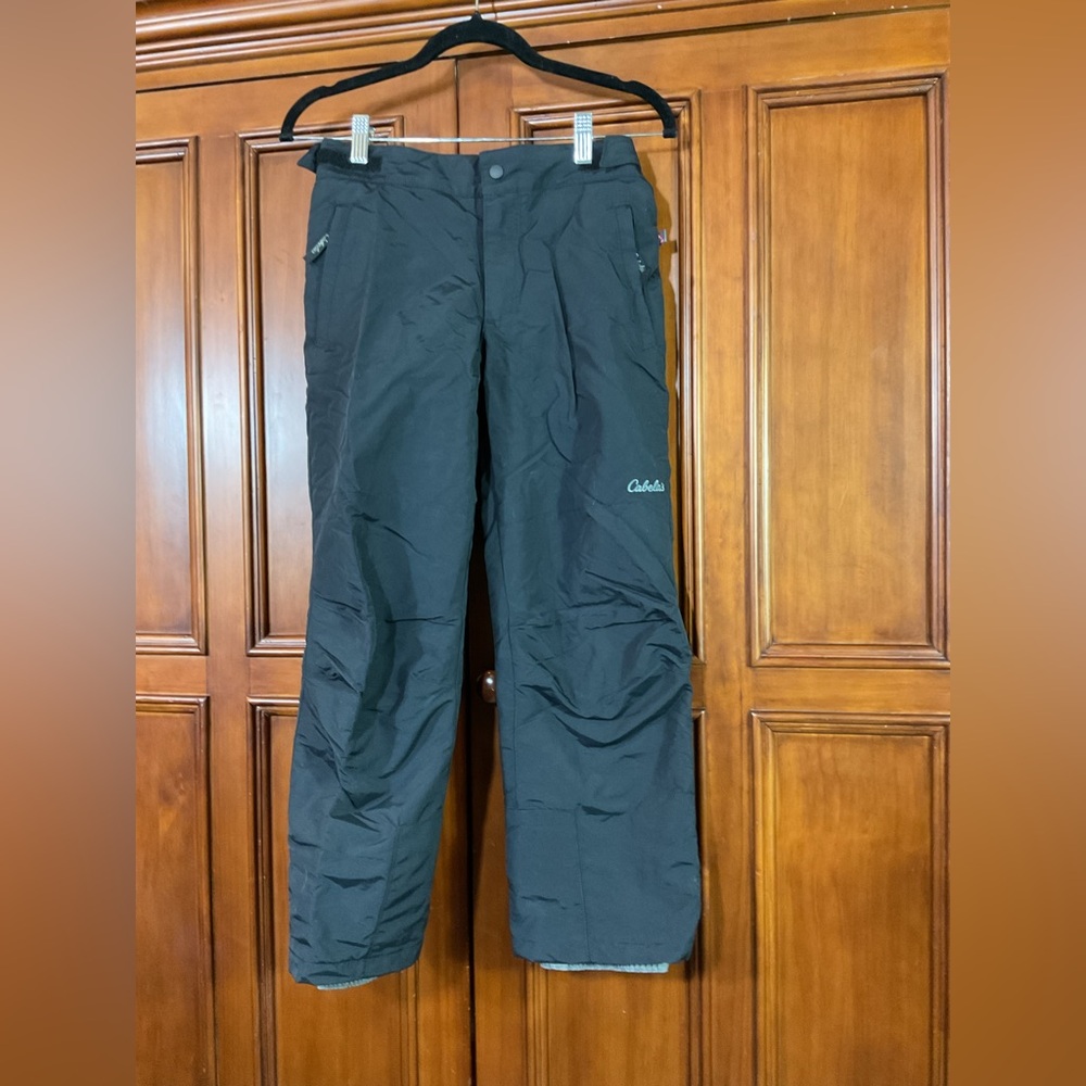 Cabelas Youth Med Snow Pants Solid Black Primaloft Adjustable Waist Lknw As Seen